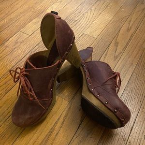 Anthropologie Sanita leather and wood clogs/heels
